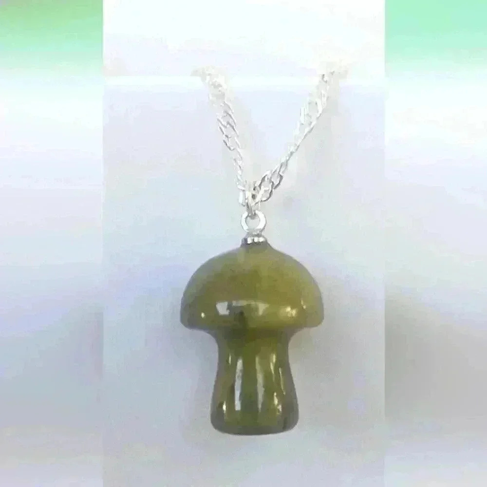 Stone Mushroom Silver Necklace - Picture 2 of 3